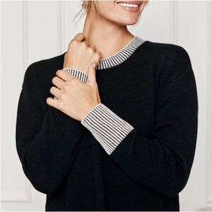Summersalt The Coziest Cashmere Crew Sweater in Black & White Size Medium